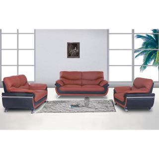 European Alicia Orange/ Black 3 piece Modern Sofa Set