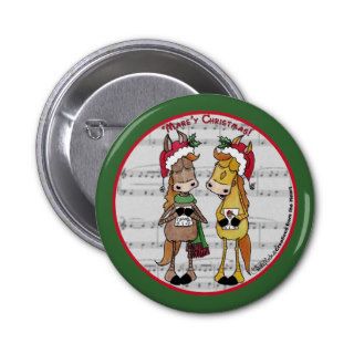 Caroling Horses 'Mare'y Christmas Round Button
