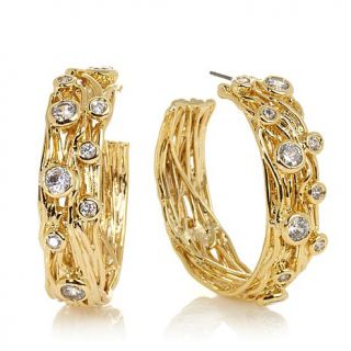 Real Collectibles by Adrienne® "Spun Golden Strands" Jeweled Goldtone Hoop