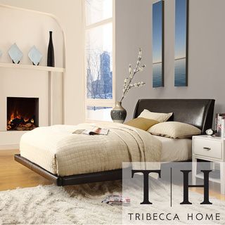 TRIBECCA HOME Carterton Black Bonded Leather Modern Full size Floating Bed Tribecca Home Beds