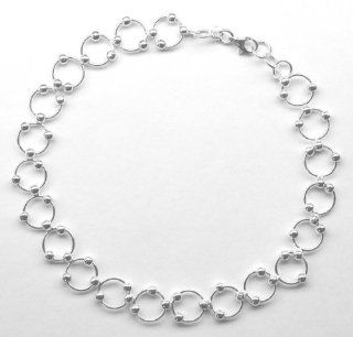 Sterling Silver 10 inch Comfortable Hoop & Bead (Beaded Circle Link) Anklet   Ankle Bracelet Jewelry