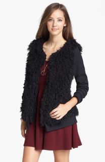 Tulle Faux Fur Ribbed Sweater (Juniors)