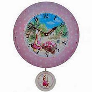 susie rabbit children's pendulum clock by lytton and lily vintage home & garden