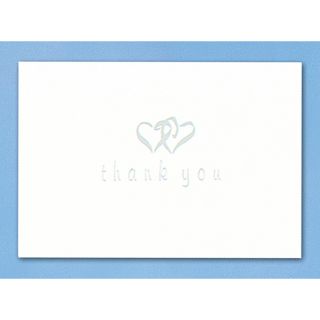 Hbh Linked Heart Silver Thank You Cards (set Of 50)