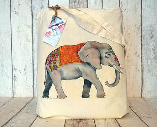 decorated elephant cotton tote bag by ceridwen hazelchild design