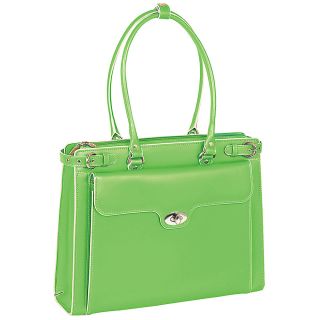 Mcklein Womens Green Winnetka Italian Leather Laptop Briefcase