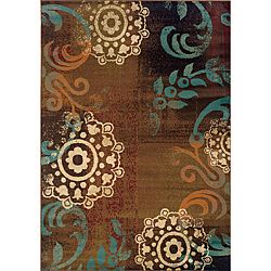 Brown/ Blue Transitional Area Rug (10 X 13)