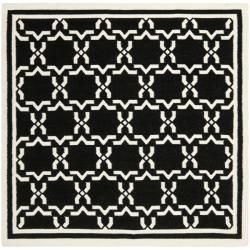 Moroccan Dhurrie Transitional Black/ivory Wool Rug (6 Square)