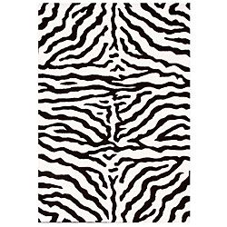 Nuloom Zebra Animal Pattern Black/ White Wool Rug (5 X 8)