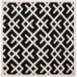 Moroccan Dhurrie Black/ivory Modern motif Wool Rug (8 Square)