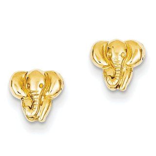14k Yellow Gold Elephant Earrings Stud Earrings Jewelry