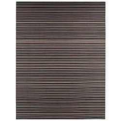 Black Flat Weave 100 Percent Wool Rug (2 6 X 8)