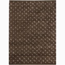 Handwoven Taupe/brown Mandara New Zealand Wool Rug (5 X 76)