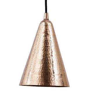 copper hammered ceiling pendant cone by lindsay interiors