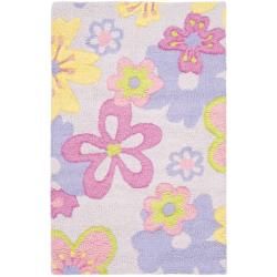 Handmade Children's Daisies Violet New Zealand Wool Rug (2' x 3') Safavieh Accent Rugs