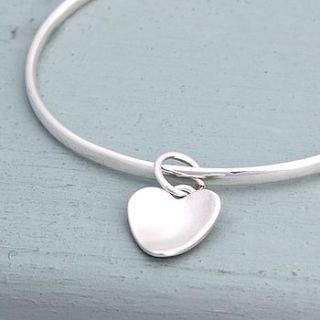 flutter handmade silver heart bangle by alison moore silver designs
