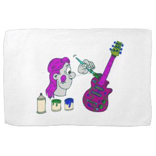painting guitar abstract colorful purple.png towels