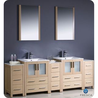 Fresca Torino 84 inch Light Oak Modern Bathroom Double Vanity with Undermount Sinks Fresca Bathroom Vanities