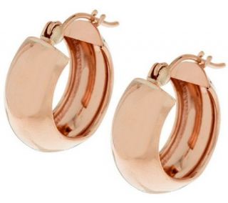 Highly Polished Wide Huggie Hoop Earrings 14K gold —