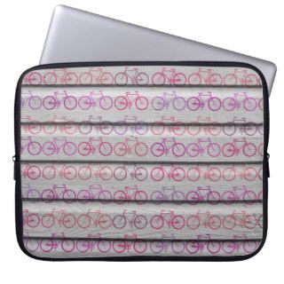 Pink Retro Bicycle Pattern Vintage White Wood Laptop Computer Sleeve