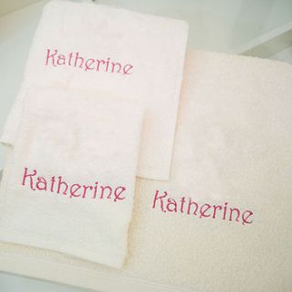 set of three personalised towels by loving luxuries
