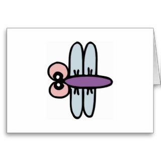 Dragonfly Odonata Cute Cartoon Caricature Greeting Cards
