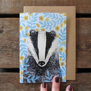 recycled illustrated badger card by stephanie cole design