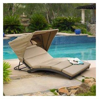 Oceanview Double Chaise Lounge with Canopy By Mission Hills All weather Woven Resin Wicker with Sunbrella Fabric  Patio Lounge Chairs  Patio, Lawn & Garden