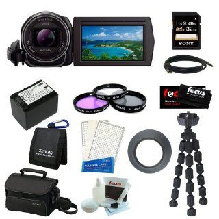 Sony HDR CX430V Full HD 32GB Flash Memory Camcorder Bundle with Sony 32GB Memory Card + Sony Soft Carrying Case + Vivitar 7" Tripod + Wasabi Power Replacement Battery for NP FV70 and Accessory Kit  Camera & Photo