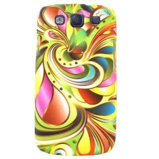 Cell Armor SAMI747 PC TE420 Hybrid Fit On Case for Samsung Galaxy S3   Retail Packaging   Colorful Swirl Pattern Cell Phones & Accessories