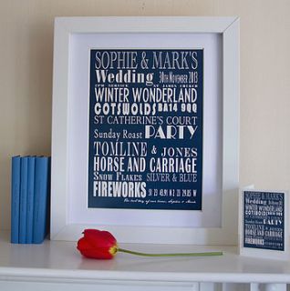 personalised wedding print by milly's cottage