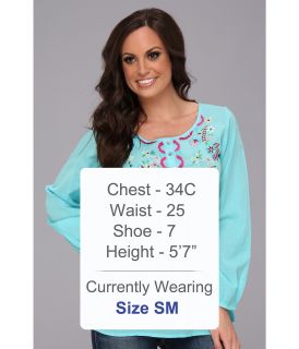 Scully Scully Laila Embroidered Blouse Turquoise