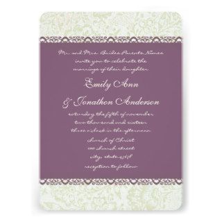 Radiant Purple Vintage Damask Wedding Personalized Announcements