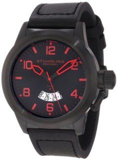 Stuhrling Original Men's 427.335564 Classic Traveler Pilot Swiss Quartz Date Black Leather Strap Watch Watches