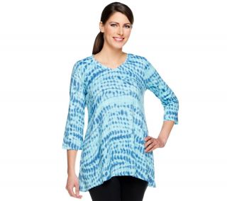 LOGO by Lori Goldstein Cotton Modal Printed Top with Pleat Back —