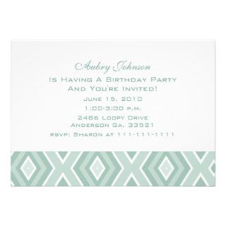 Green Diamond Print Party Invitations
