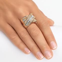 Ultimate CZ Goldtone Clear Cubic Zirconia Crossover Ring Palm Beach Jewelry Cubic Zirconia Rings