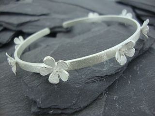 silver hibiscus flower cuff bangle by summer and silver