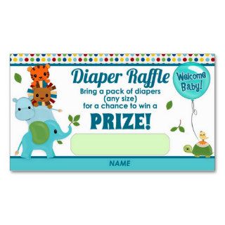Animal Parade Baby Shower DIAPER RAFFLE TICKETS Business Card Templates