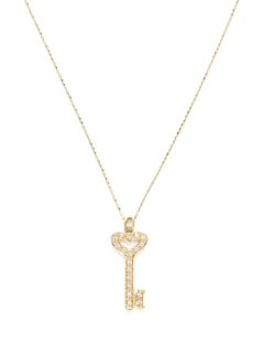 Medium Gold & Diamond Key To My Heart Pendant Necklace by Sydney Evan