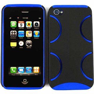 Cell Armor Hybrid Novelty Case for iPhone 4/4S   Retail Packaging   Black Snap with Blue Skin Cell Phones & Accessories