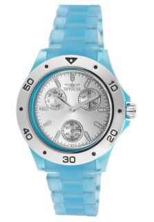 Invicta 1659  Watches,Womens Silver Dial Light Blue Transparent Plastic, Casual Invicta Quartz Watches