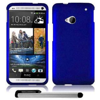 Blue HTC One (M7) Snap On Protector Hard Cover Case (AT&T, Sprint, T Mobile) + Free 1 Garnet House New 4"L Silver Stylus Touch Screen Pen Cell Phones & Accessories