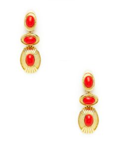 Donald Stannard Coral Triple Drop Earrings by House of Lavande