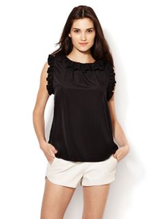 Mo Ruffle Keyhole Blouse by Hunter Bell