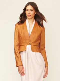 Leather Zipper Peplum Blazer by ADAM