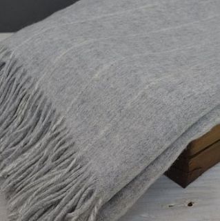 grey pinstripe merino lambswool throw by sharp & noble   footstools & cubes