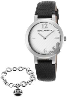 Emporio Armani AR8013  Watches,Womens Super Slim White Textured Dial Black Genuine Leather, Casual Emporio Armani Quartz Watches