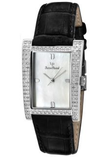 Lucien Piccard 27083BK  Watches,Womens White Diamond (0.73 ctw) White MOP Dial Rose Genuine Leather, Luxury Lucien Piccard Quartz Watches