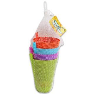SET of 4 Sip a cup Kids Tumblers with Built in Straw, 5.5 Inch Tall, Pink, Orange, Green & Blue (10 oz) Kitchen & Dining